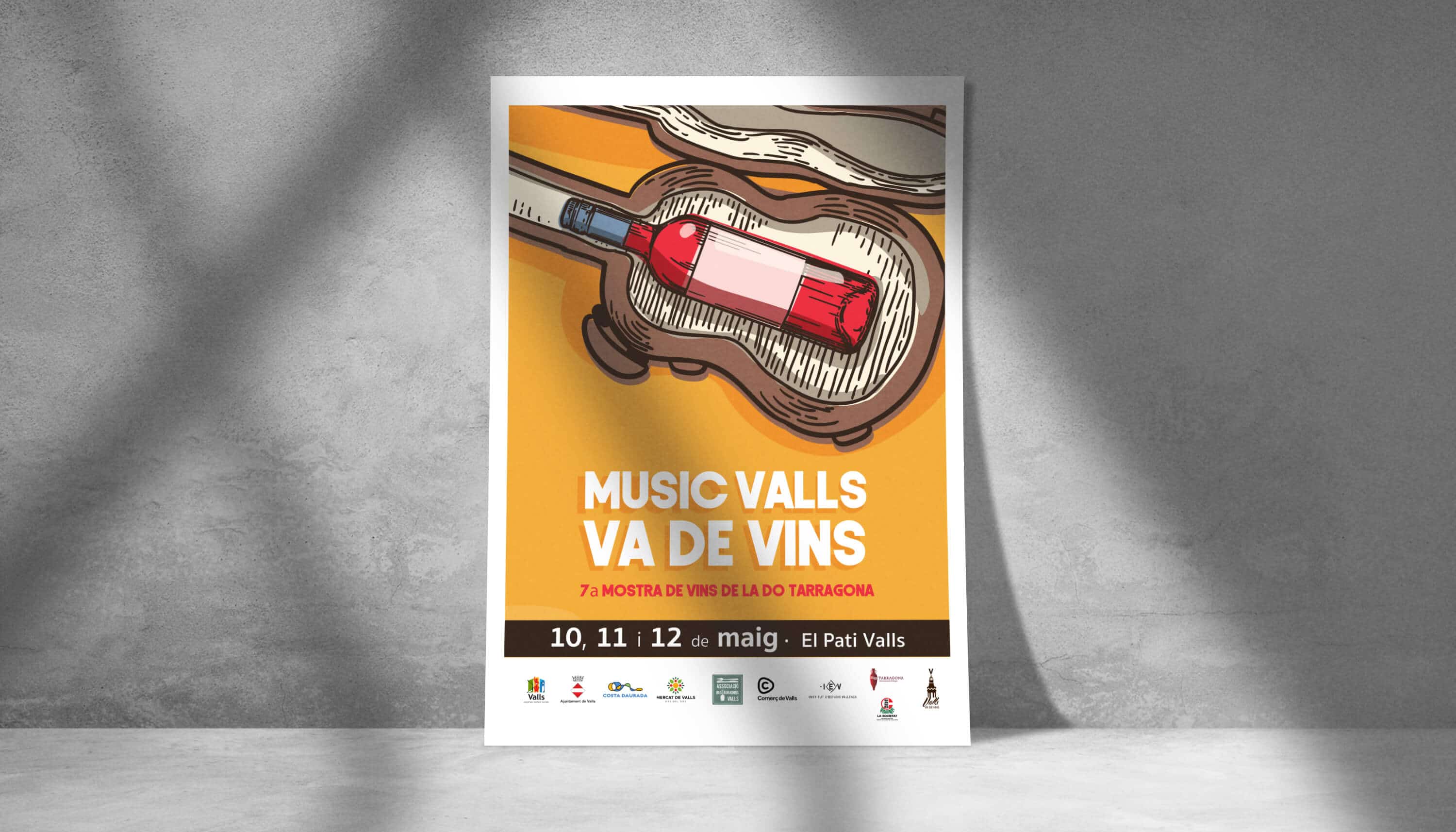 Diseño de carteles publicitarios para feria de vinos y música