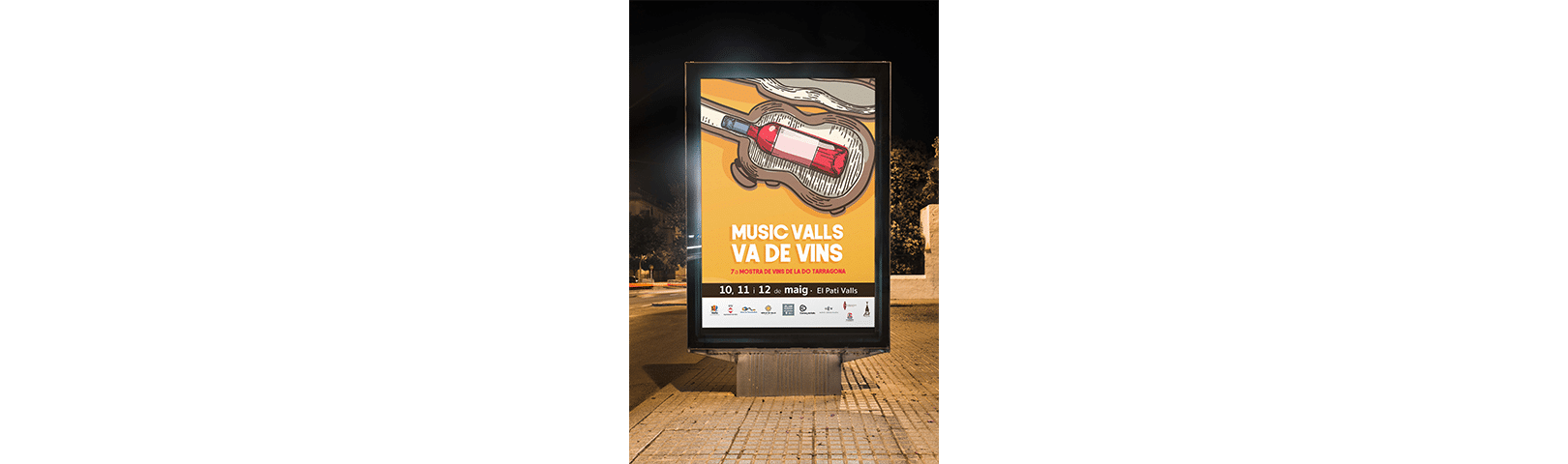 Diseño de carteles publicitarios para feria de vinos y música