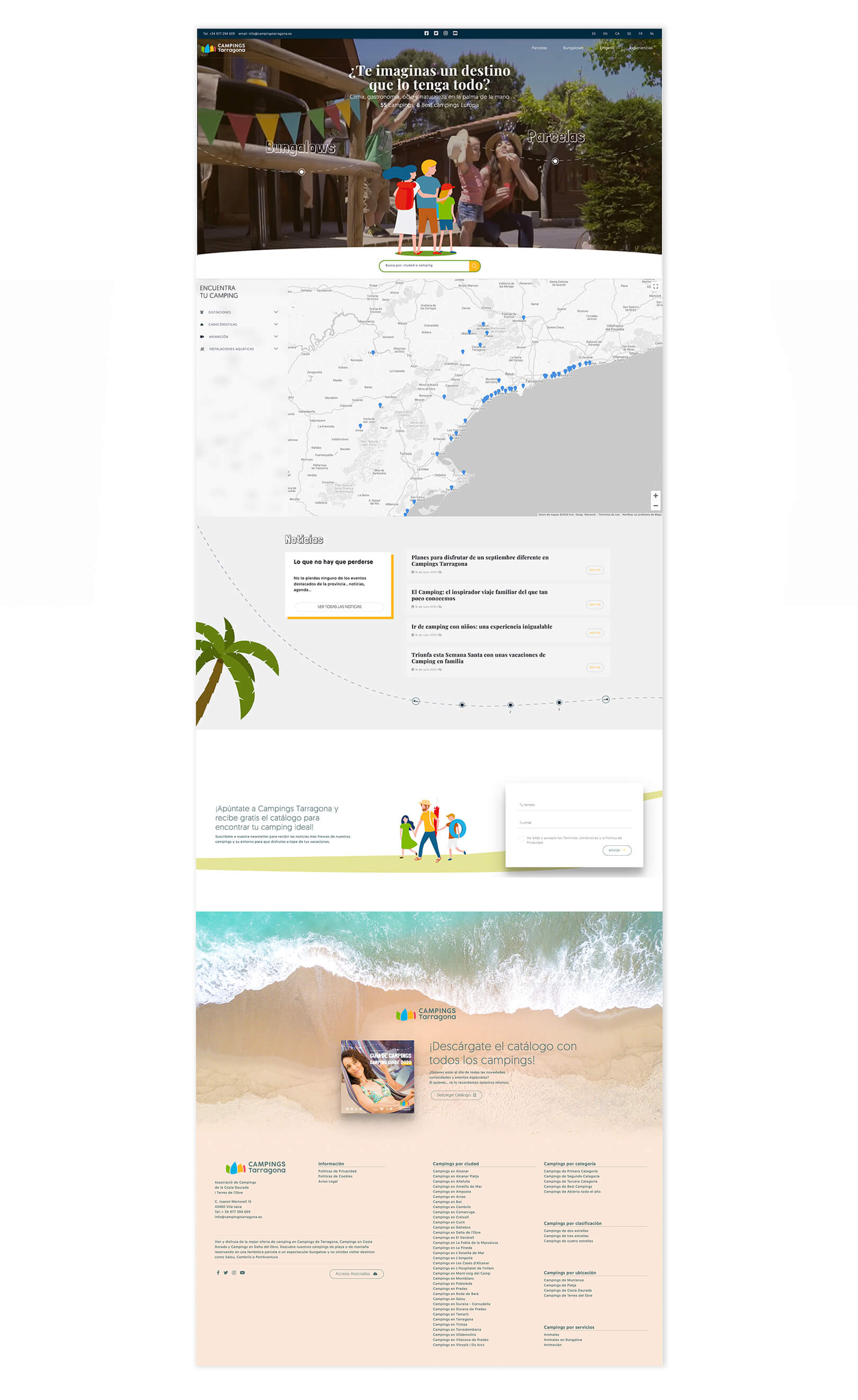 Diseño web y programación para Campings Tarragona