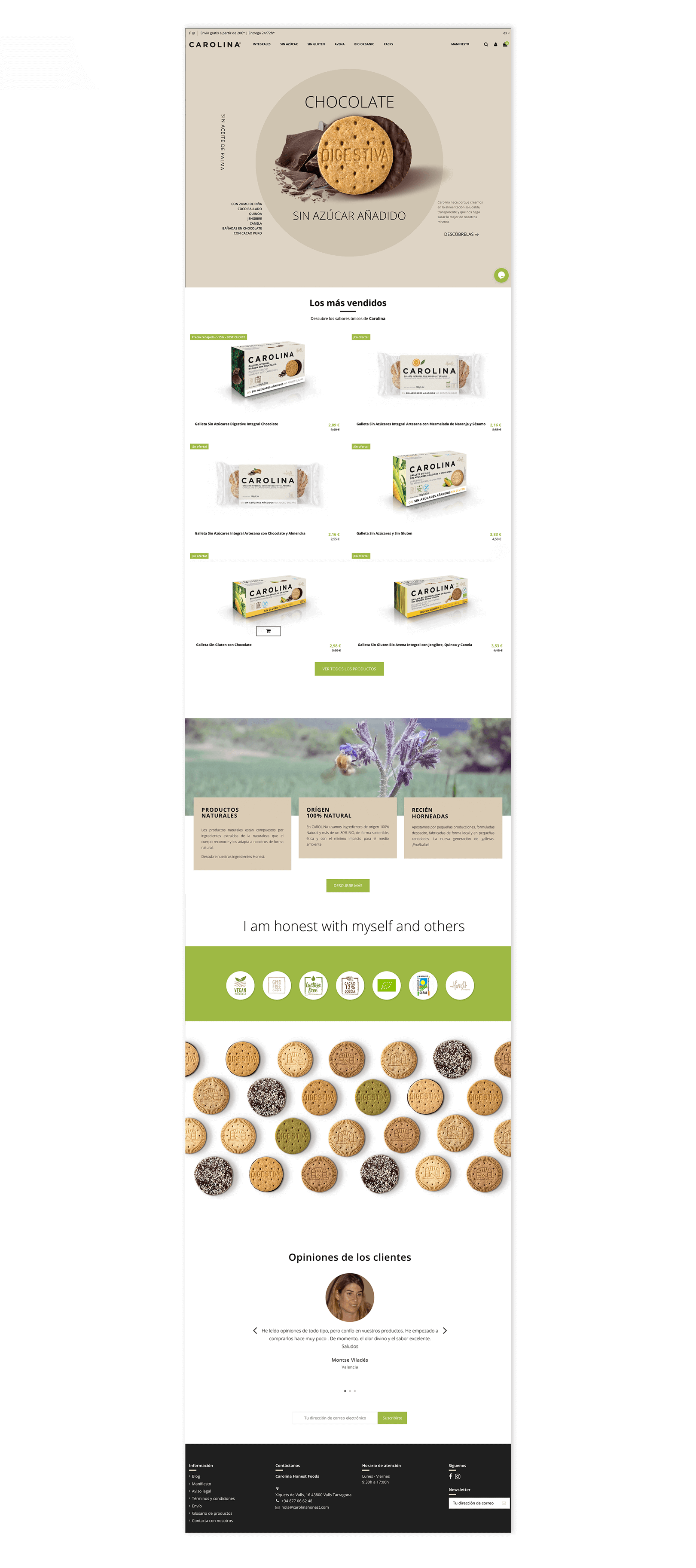 Diseño de e-commerce en Tarragona Diseño Tienda Online para Carolina Honest